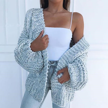 Cardigan Femme Hiver en Faux Mohair Tricoté