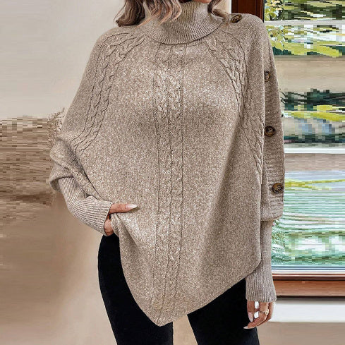 Pull Torsadé Femme avec Col Montant