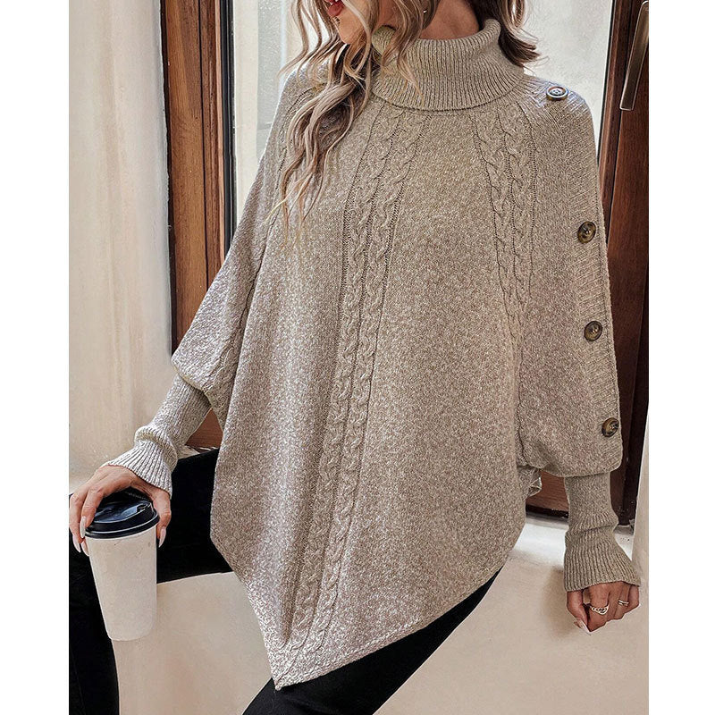 Pull Torsadé Femme avec Col Montant