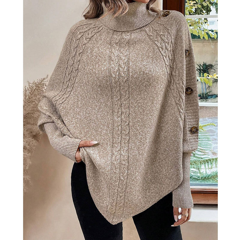 Pull Torsadé Femme avec Col Montant